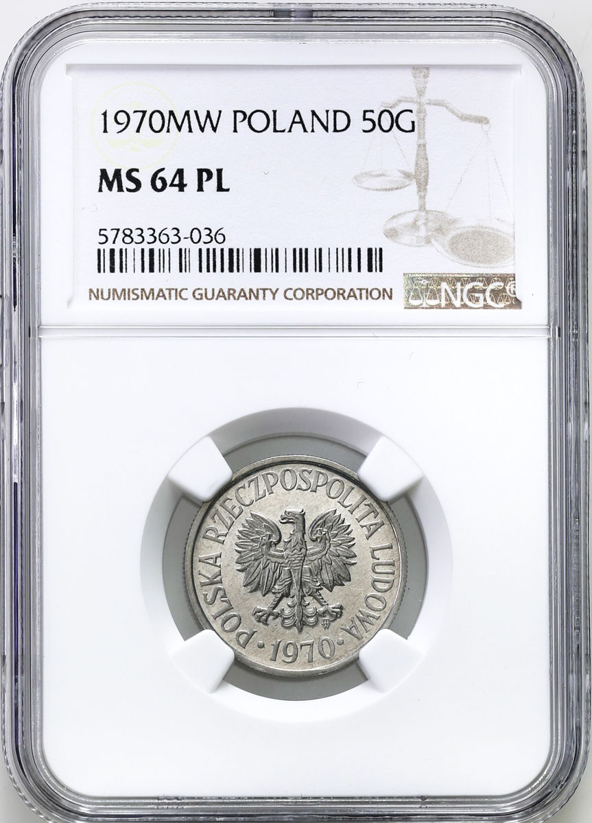 PRL. 50 groszy 1970 Aluminium NGC MS64 PL (Proof like)